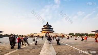 从一天到黄昏，在寺庙的天堂，北京，中国游客